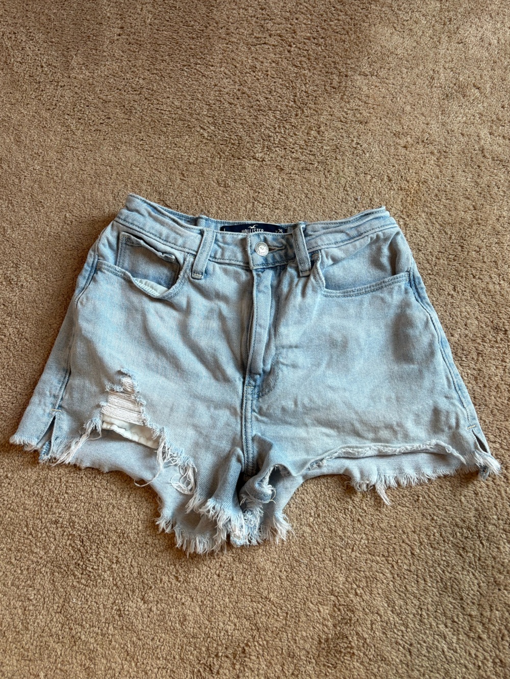 Hollister Light Wash Frayed Denim Mom Shorts